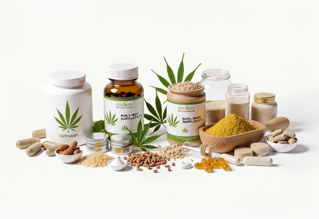 Natural supplements and wellness symbols